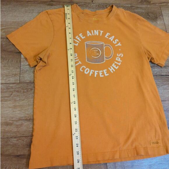 Life is Good Crusher Coffee Life Aint Easy Mens Medium Short Sleeve Shirt Orange - Picture 5 of 7